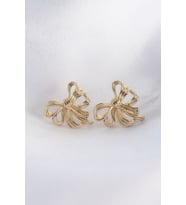 Pirinç Gold Renk Fiyonk Küpe TJ-BKP8944