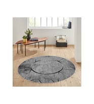 Eliana Home Baskılı, Yıkanabilir Kaymaz Taban Yuvarlak Halı LNA7137 120x120 cm (Siyah)