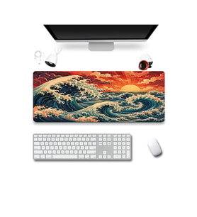 SonicTouch Klavye Mousepad 40x90cm Dikişsiz Pürüzsüz Sıvı Geçirmez Kaymaz Taban Japon Gün Batımı