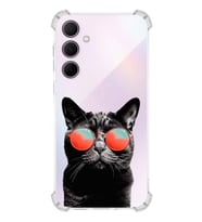 PrintiFy Samsung Galaxy A35 Uyumlu Kedi 3 Baskılı Şeffaf Köşe Korumalı Antişok Kılıf
