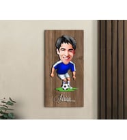 BK Gift Kişiye Özel Futbolcu Karikatürlü Kabartma Figürlü Ahşap Tablo-11, Arkadaşa Hediye, Sevgiliye Hediye, Duvar Dekoru