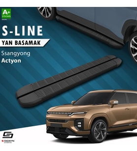 S-Dizayn Ssangyong Actyon S-Line Siyah Yan Basamak 183 Cm 2024 Üzeri A+ Kalite