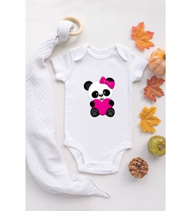 Kız Bebek Baby Ayıcık Baskılı Beyaz Çıtçıtlı Body