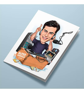 Kişiye Özel DJ Erkek Karikatürlü Tebrik Kartı