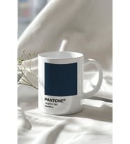Nautilus Desenli 330ml Baskılı Beyaz Seramik Kupa Bardak