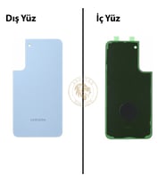 Samsung Galaxy S22 Plus Mavi Renk Arka Kapak Arka Cam Batarya Kapağı Pil Kapağı Lazer Kesim Back Cover Galaxy S22 Plus Uyumlu