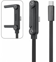 240W Type-C to Type-C Hızlı Şarj Kablosu 1.5M - Çinko Alaşım Gövdeli, Örgülü Entegre Telefon Stantlı ve 90° Açılı Veri Aktarım Kablosu