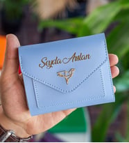 BK Gift Kişiye Özel İsimli Vegan Deri Mini Bebe Mavisi Kadın Cüzdanı, Sevgiliye Hediye, Anneye Hediye, Arkadaşa Hediye