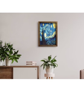 BK Home Starry Night Van Gogh Tasarımlı Doğal Masif Ahşap Çerçeveli Tablo 45x65cm-1