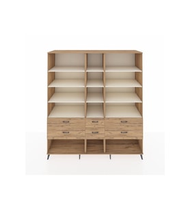 Kronos Dolap 12 Raflı 6 Çekmeceli  220x59x243 Çam-Aytaşı/Çam