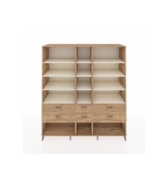 Kronos Dolap 12 Raflı 6 Çekmeceli  220x59x243 Çam-Aytaşı/Çam