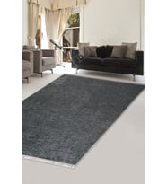 Dijidekor Halı Antrasit Cool K1290 Yıkanabilir Saçaklı Kesme İnce Yolluk Kilim Salon Halısı Modeli