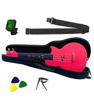 Longa Profesyonel Carbon Fiber Ukulele Seti ( Kırmızı)