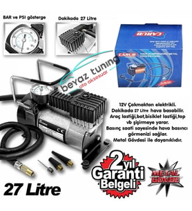 Metal Hava Kompresörü 12 Volt Çelik Gövde (Krom)