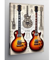 Kanvas Tablo Les Paul İkiz Gitarlar
