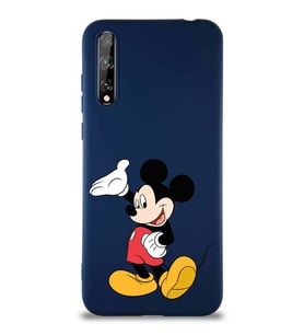 Huawei P Smart S Soft Premier Kapak Mickey Mouse-C Tasarımlı Silikon Kılıf - Lacivert (Şeffaf)
