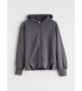 LCW Kids Antrasit Kapüşonlu Kız Çocuk Fermuarlı Sweatshirt
