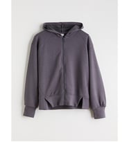LCW Kids Antrasit Kapüşonlu Kız Çocuk Fermuarlı Sweatshirt