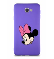 Samsung Galaxy J7 Prime 2 Soft Premier Kapak Minnie Mouse-B Tasarımlı Silikon Kılıf - Mor (Şeffaf)