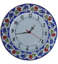 Armada Çini PRT 63 25 Cm Lacivert Altın Yaldızlı Lale karanfil Desenli Porselen Çini saat