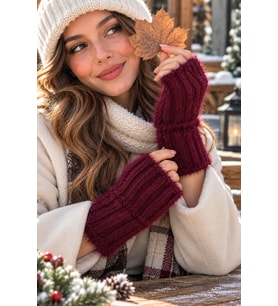 Yumuşak Dokulu Parmaksız Kışlık Eldiven - Peluş Tüylü Yarım Kesik Model