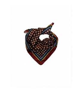 Geometrik Desenli Bordo Saten Bandana 50x50 cm – Klasik & Şık Aksesuar