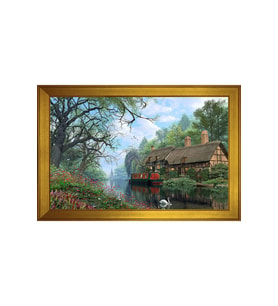 Manzara Temalı Kanvas Tablo 50 x 70 cm Gold Çerçeve