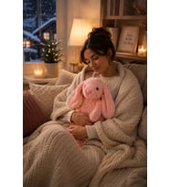 Sevimli Peluş Pembe Tavşan Su Torbası Kılıfı  Kış İçin İdeal Aksesuar