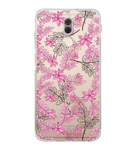 PrintiFy Huawei Mare 10 Lite Uyumlu Kamera Korumalı Floral Pembe Tasarımlı Şeffaf Silikon Kılıf