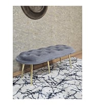 Ufo Oturak Bench - Gold Kaplama Sivriltme Ayak - Oturak - Bench - Puf - Yatak Ucu Pufu Gri Renk 100 x 50 Boyut/Ebat (Çok Renkli)