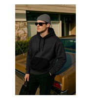 Erkek Kapüşonlu Cepli Antrasit Sweatshirt