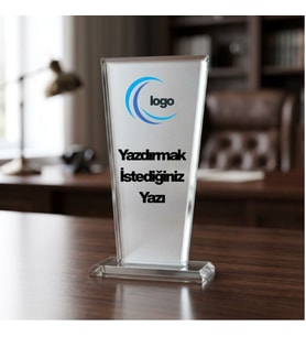 Kişiye Özel Kristal Cam Plaket - Logolu Ödül ve Başarı Teşekkür Plaketi