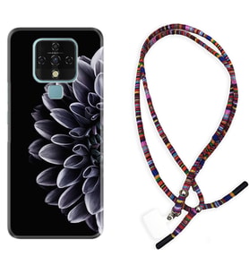 Tecno Camon 16 18P Pova Kılıf Boyun Asklı Rasta Silikon Çiçekler 1639