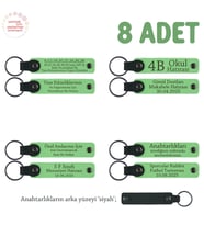 Askere Uğurlama Töreni İçin Özel 8'li Set, Üzerine İsim Yazılabilir Hatıra Anahtarlık, F Yeşil & Syh (Fıstık Yeşili)