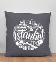BK Gift İstanbul Tasarımlı Antrasit Kırlent Yastık, Arkadaşa Hediye, Ev Dekorasyonu, Ev Hediyesi-1