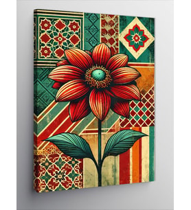 Kanvas Tablo Retro Çiçek Motifi