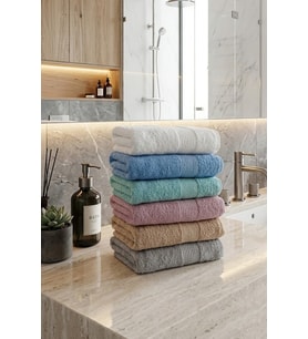 12 ADET Karışık Kadife El Havlusu - 45 x 85 Cm Spa Ve Otel Havlusu