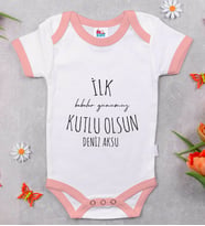 BK Kids Kişiye Özel Pembe Bebek Body Zıbın - Model 33