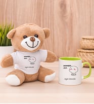 Kişiye Özel İncinmişsin Dedi Tasarım Esprili Peluş Ayı ve Yeşil Kupa