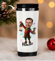 BK Gift Kişiye Özel Erkek Yılbaşı Karikatürlü Çelik Termos Bardak - 17, Yılbaşı Hediyesi, Yeni Yıl Hediyesi
