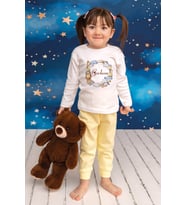 Pia Baby Premium %100 Pamuk İsme Özel Çocuk Pijama Takımı 1-8 Yaş 5053-14 (Sarı)