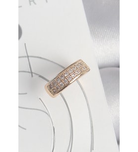 Pirinç Gold Renk Zirkon Taşlı Kadın Kıkırdak Küpe (Altın)