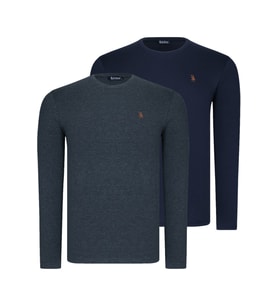 İKİLİ SET T8588 DEWBERRY YUVARLAK YAKA ERKEK SWEATSHIRT-ANTRASİT-LACİVERT