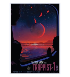 Trappıst-1e'den Planet Hop Dünya'dan 40 Işıkyılı Nasa Tablo Ahşap Poster Dekoratif
