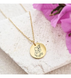 Kişiye Özel Winnie The Pooh Figürlü Kolye 925K Gümüş (Gold)