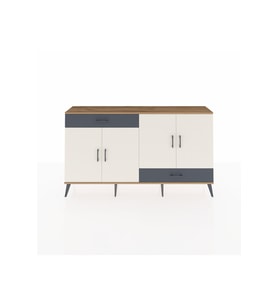 Arges Konsol 5 Raflı 2 Çekmeceli 4 Kapaklı 176x30x99 Çam-Aytaşı/Antrasit