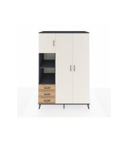 Kronos Dolap 6 Raflı 3 Çekmeceli Tek Askılı 132x59x195 Antrasit-Aytaşı/Çam