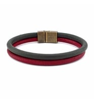 BORDO HAKİ YEŞİL GERÇEK DERİ METAL MIKNATIS BİLEKLİK M016F
