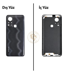 Infinix Hot 11S Siyah Uyumlu Arka Kapak Arka Cam Batarya Pil Kapağı Lazer Kesim Back Cover