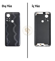 Infinix Hot 11S Siyah Uyumlu Arka Kapak Arka Cam Batarya Pil Kapağı Lazer Kesim Back Cover